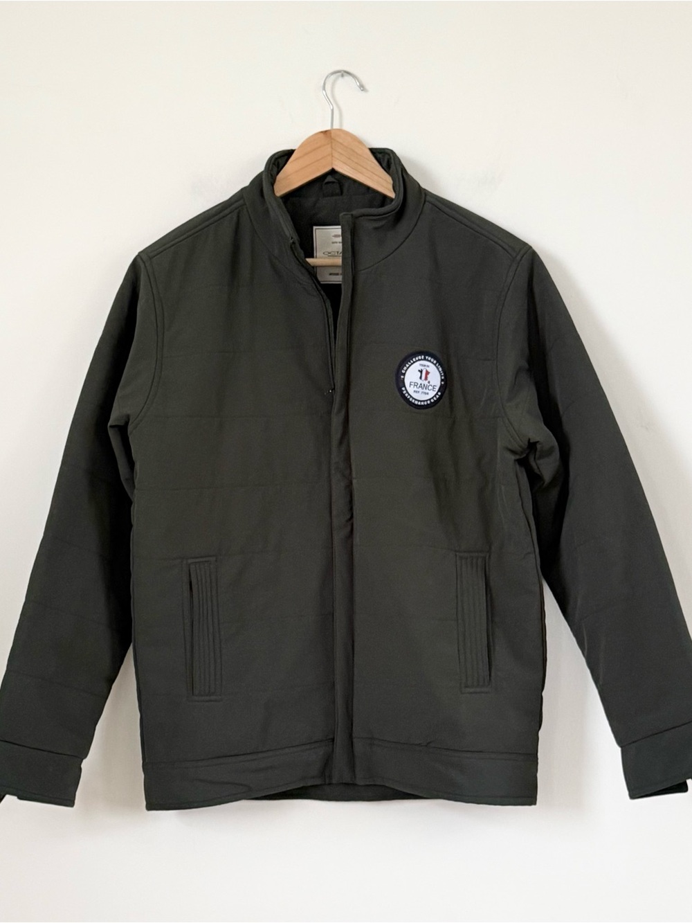 Men's Olive Green Full-Zip Softshell Mock Neck Jacket EUC Streetwear Size M